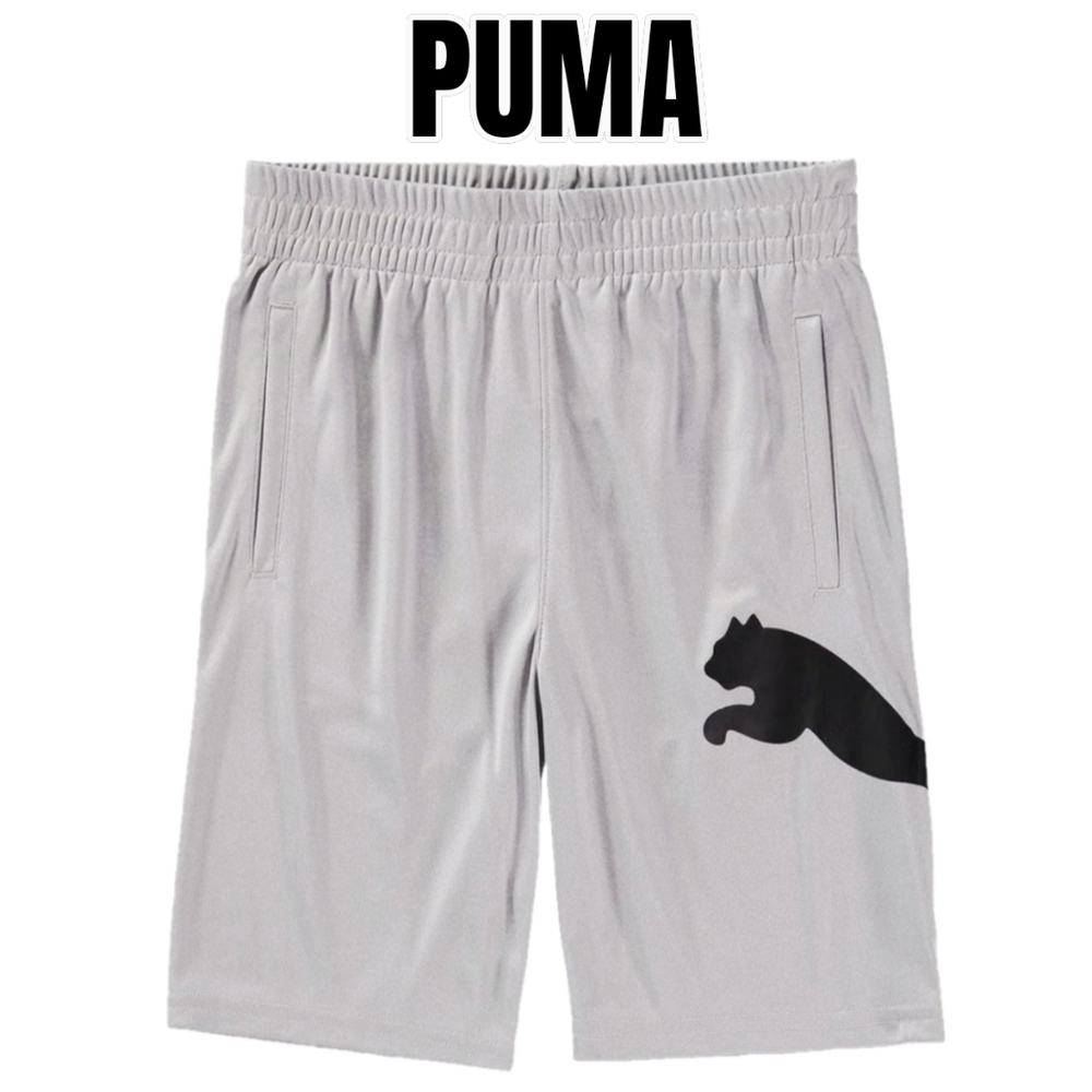 Puma Light Gray Shorts with Black Cat Logo Size 10/12